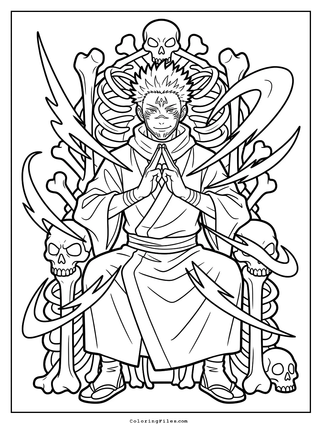 Sukuna: Malevolent Shrine Domain Expansion coloring page - Anime Hero Coloring Pages (Free PDFs / Online)