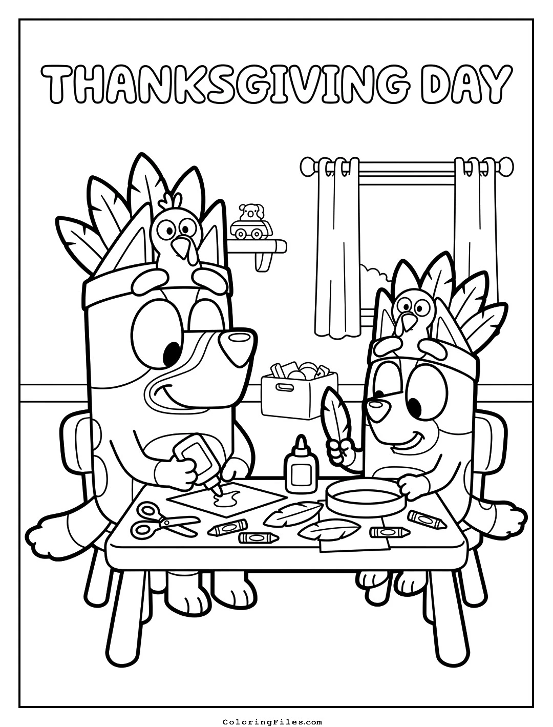 Bluey and Bingo Thanksgiving Craft coloring page - Thanksgiving Coloring Pages (Free PDFs / Online)