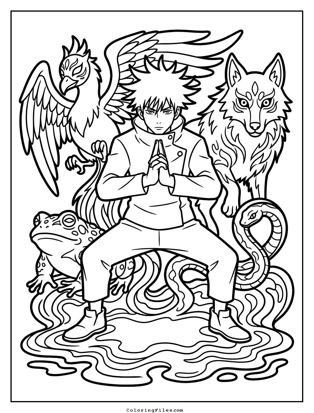 Fushiguro Megumi: Chimera Shadow Garden coloring page - Anime Hero Coloring Pages (Free PDFs / Online)