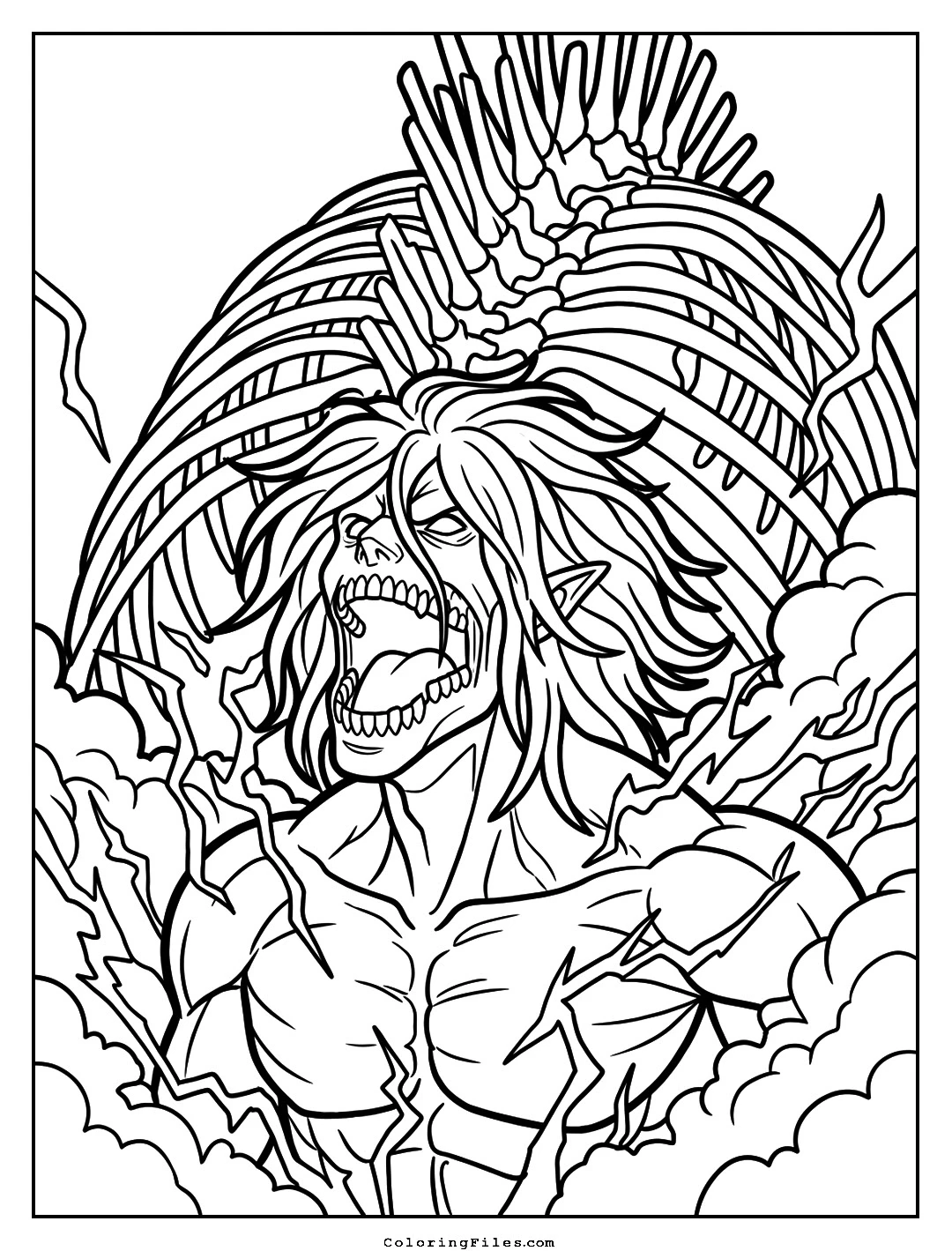 Eren Jaeger: Attack Titan Founding Roar coloring page - Anime Hero Coloring Pages (Free PDFs / Online)