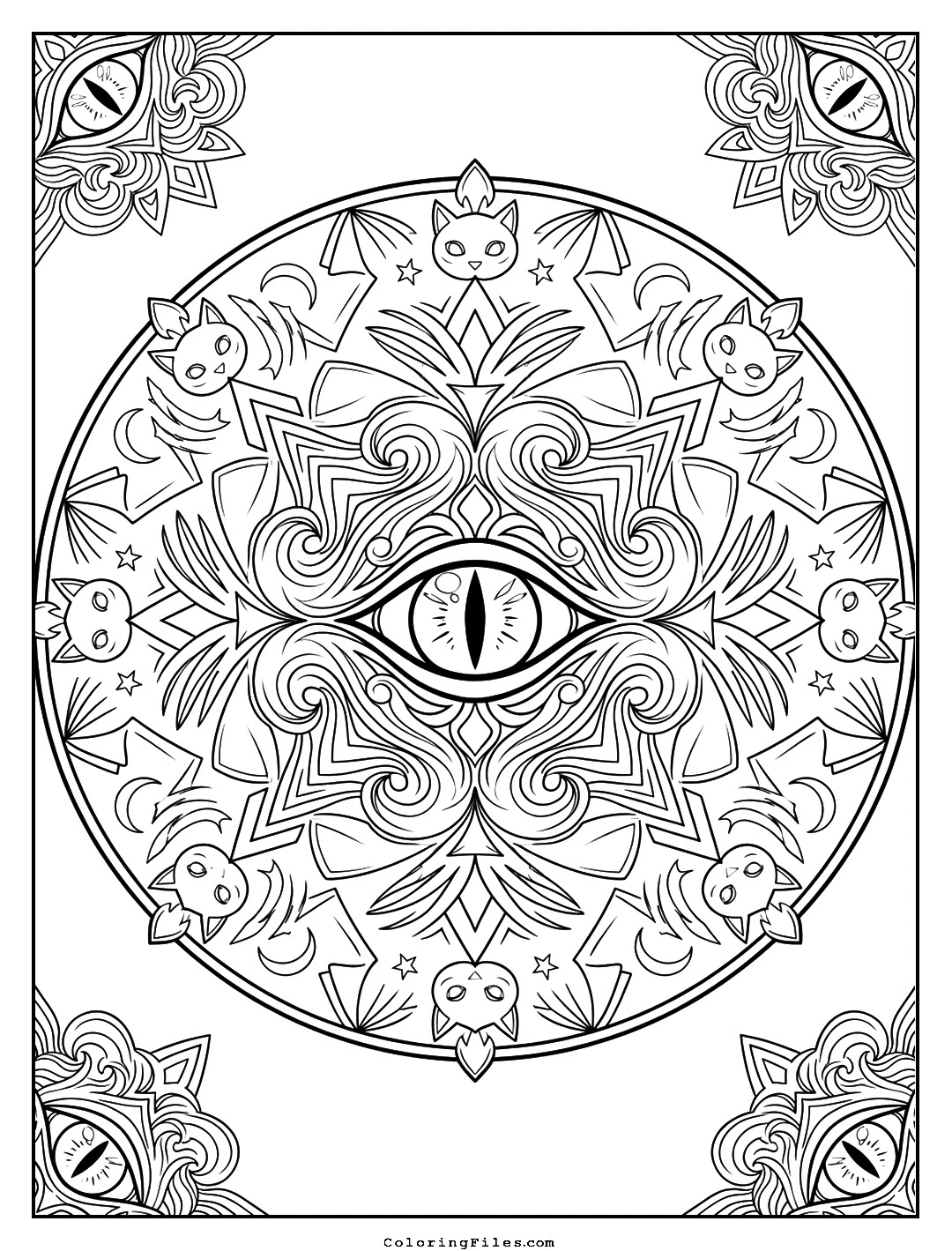 Creepy Cat Eye Eye coloring page