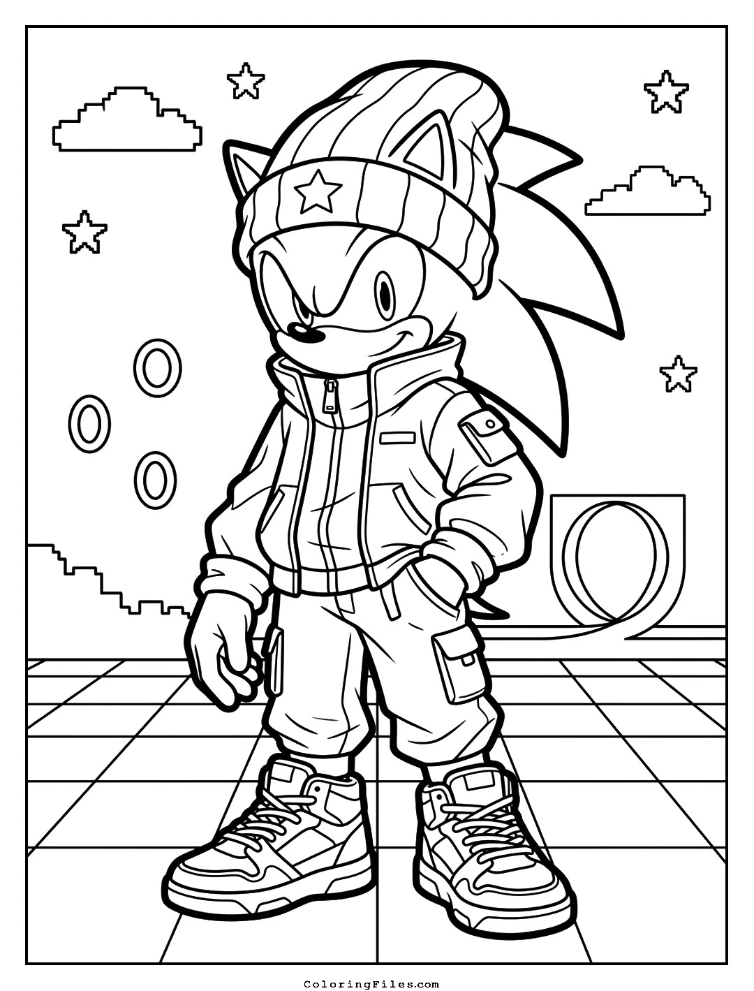 Sonic Supreme Streetwear Style coloring page - Sonic Coloring Pages (Free PDFs / Online)