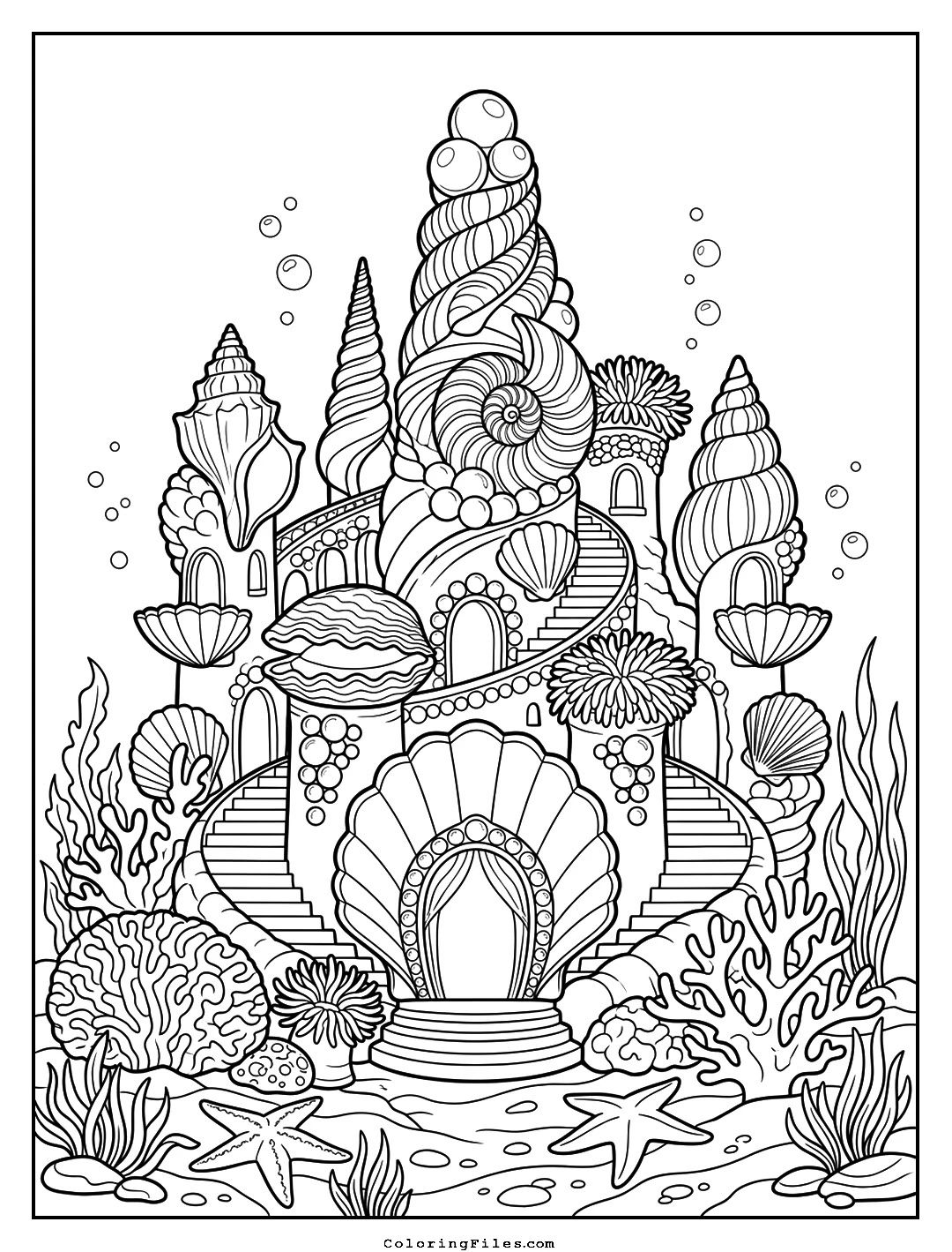 Coral Reef Mermaid Castle coloring page - Fairytale Castle Coloring Pages (Free PDFs / Detailed)