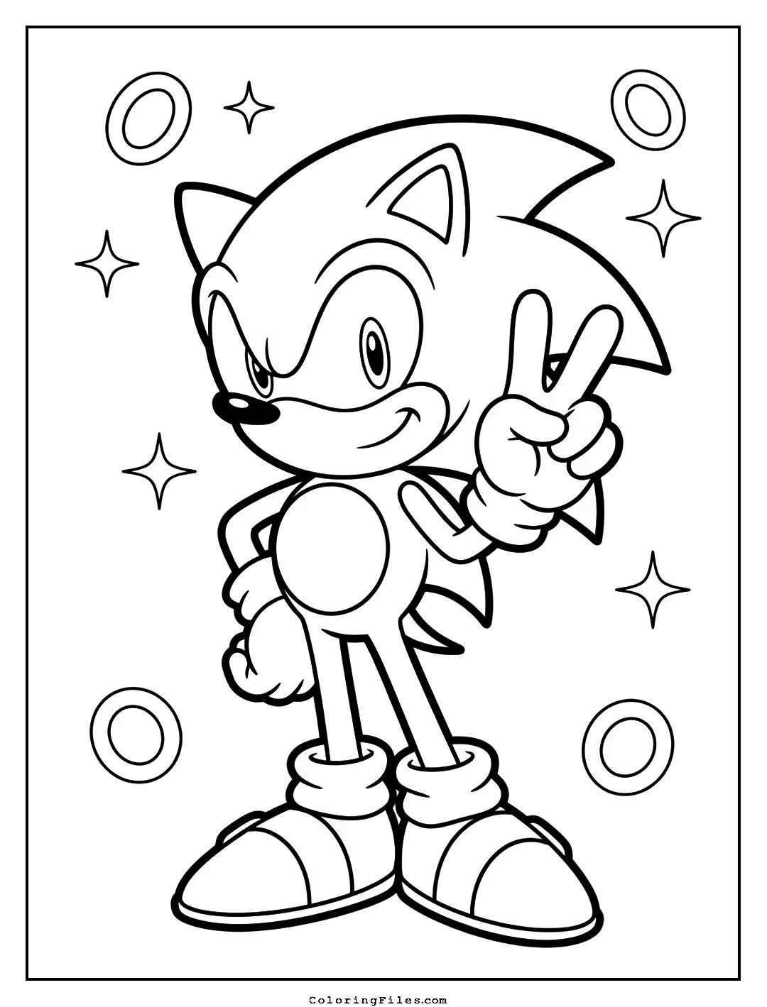 Sonic Victory Peace Sign coloring page - Sonic Coloring Pages (Free PDFs / Online)