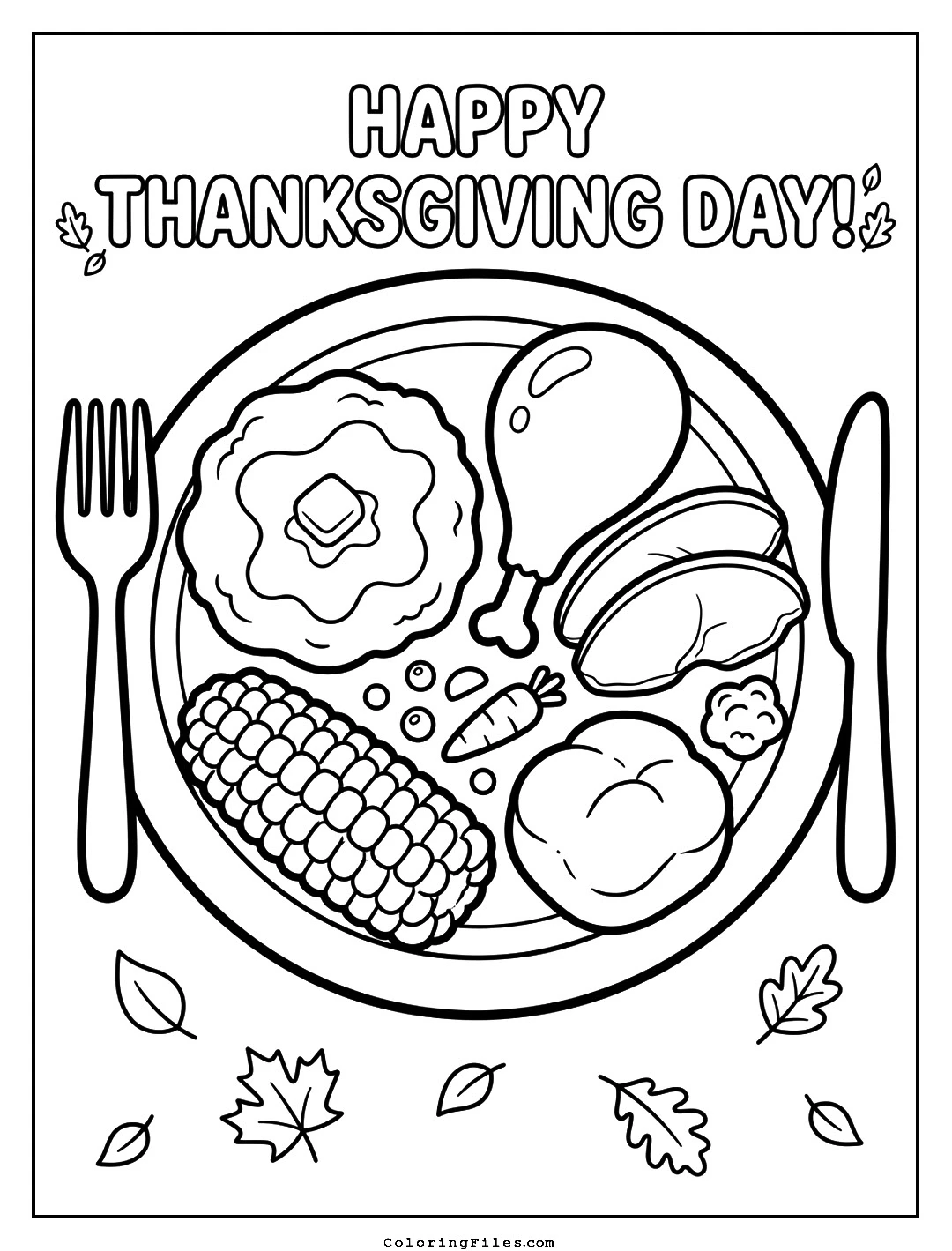 Thanksgiving Dinner Plate coloring page - Thanksgiving Coloring Pages (Free PDFs / Online)