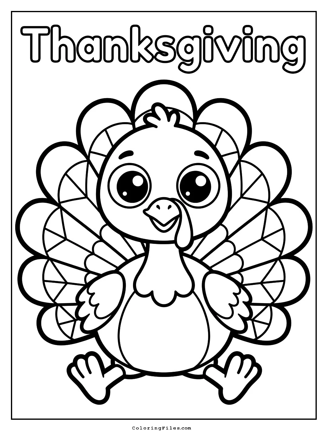 Cute Cartoon Turkey coloring page - Thanksgiving Coloring Pages (Free PDFs / Online)