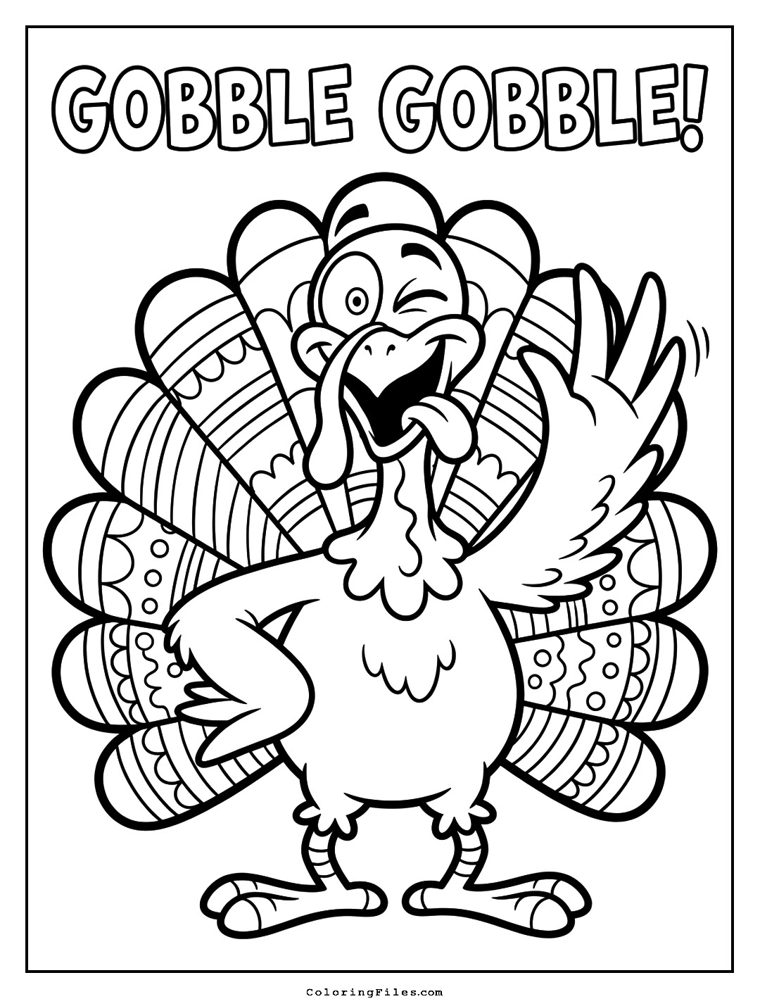 Wacky Winking Turkey coloring page - Thanksgiving Coloring Pages (Free PDFs / Online)