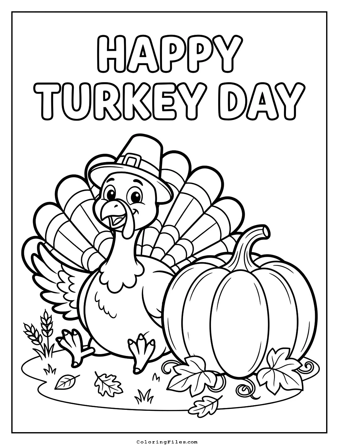 Turkey with Pumpkin coloring page - Thanksgiving Coloring Pages (Free PDFs / Online)