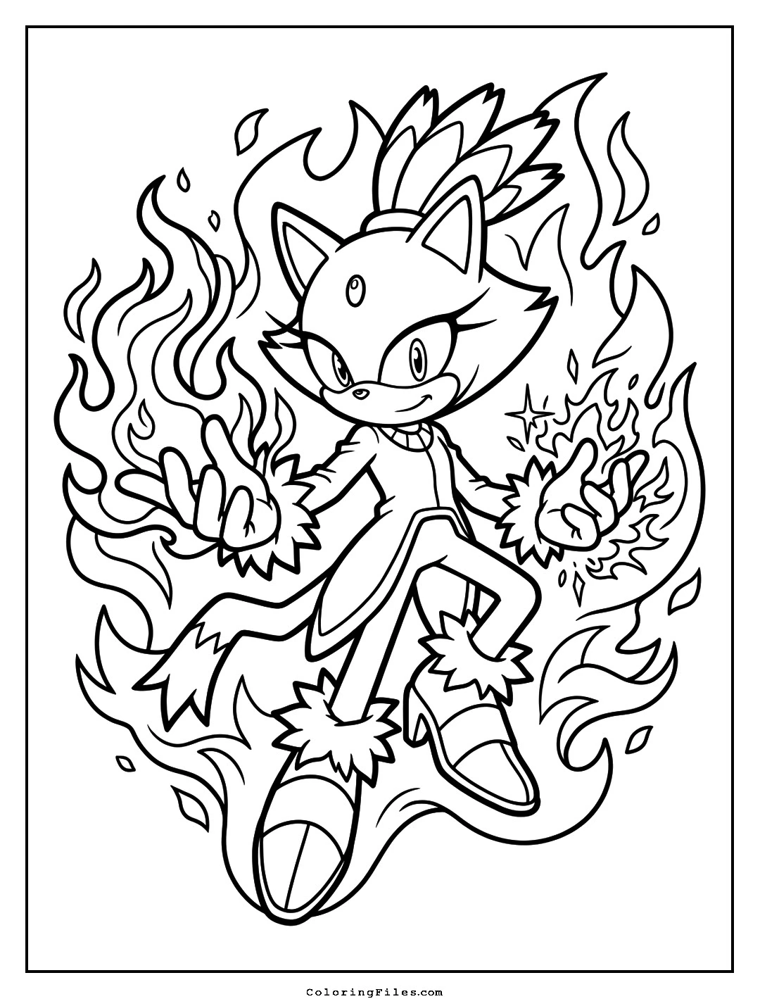 Blaze the Cat Fire Powers coloring page - Sonic Coloring Pages (Free PDFs / Online)