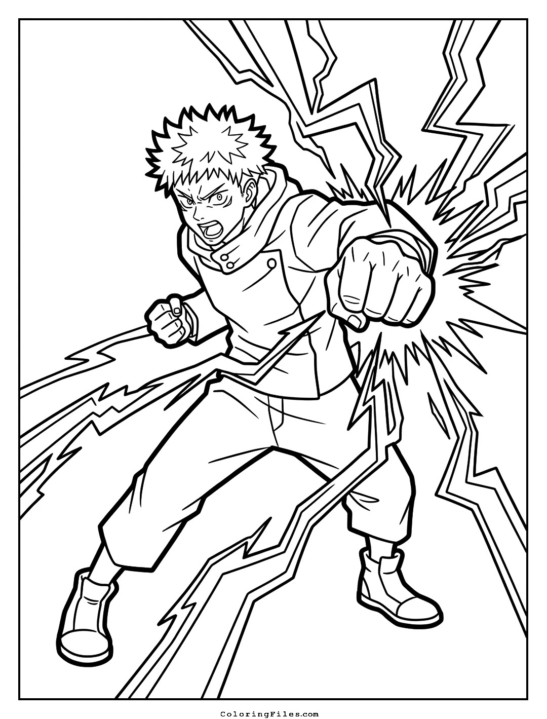 Itadori Yuji: Black Flash Divergent Impact coloring page - Anime Hero Coloring Pages (Free PDFs / Online)