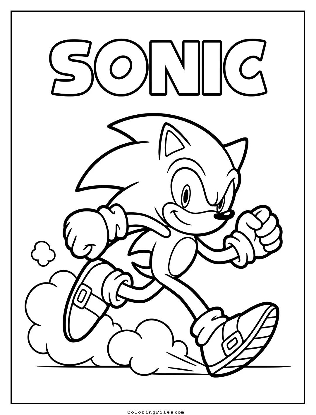 Simple Sonic Running Pose coloring page - Sonic Coloring Pages (Free PDFs / Online)