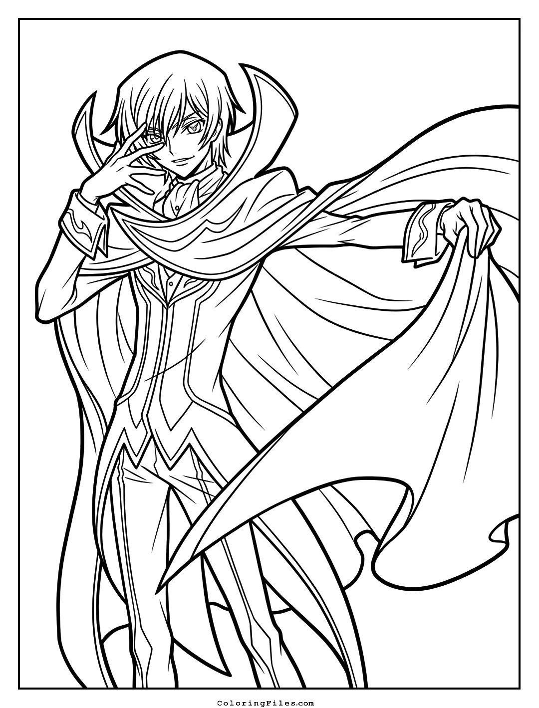 Lelouch: Eye of Geass Absolute Command Pose coloring page - Anime Hero Coloring Pages (Free PDFs / Online)