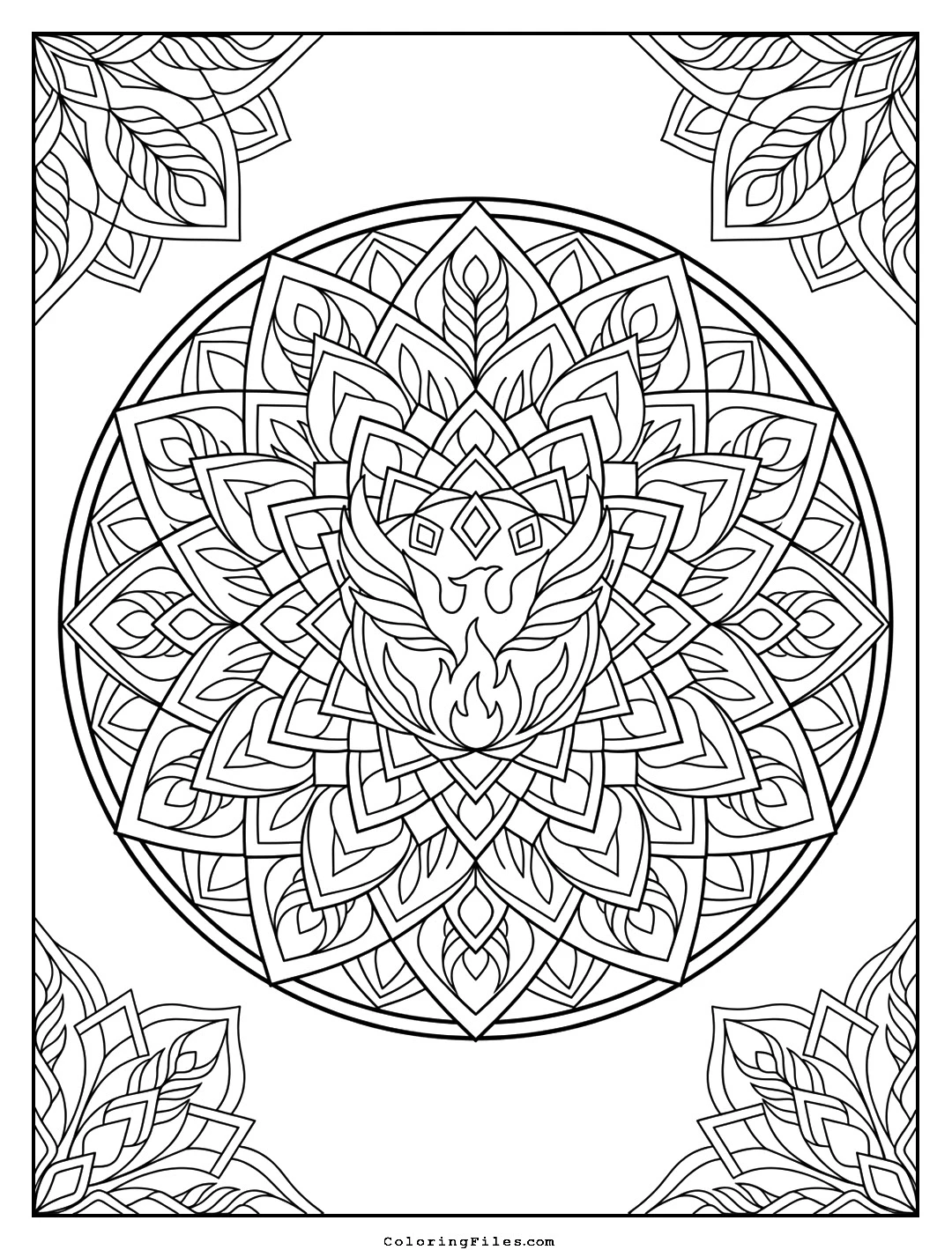 Rising Phoenix Wheel coloring page