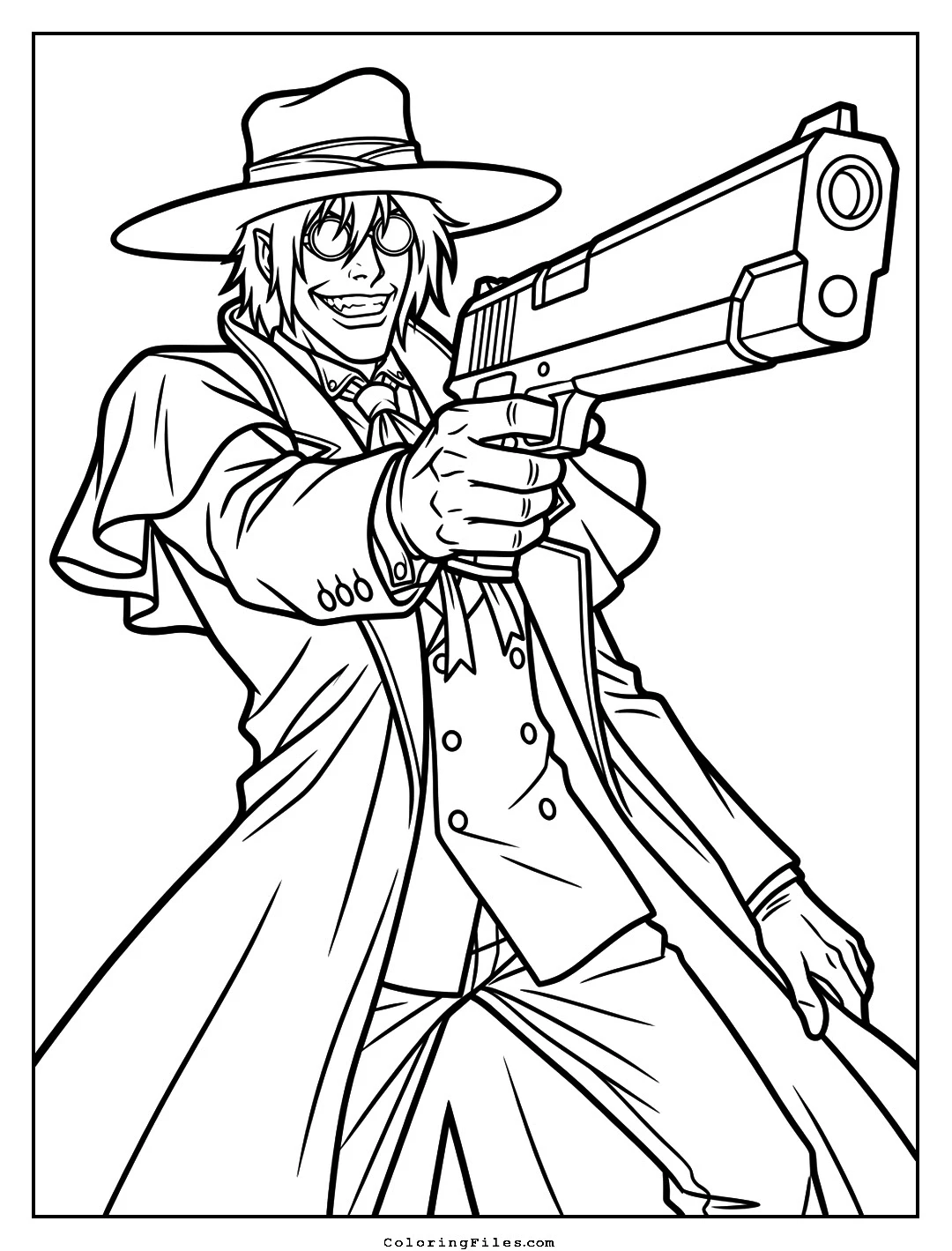 Alucard: Vampire King Jackal Pistol Aim coloring page - Anime Hero Coloring Pages (Free PDFs / Online)