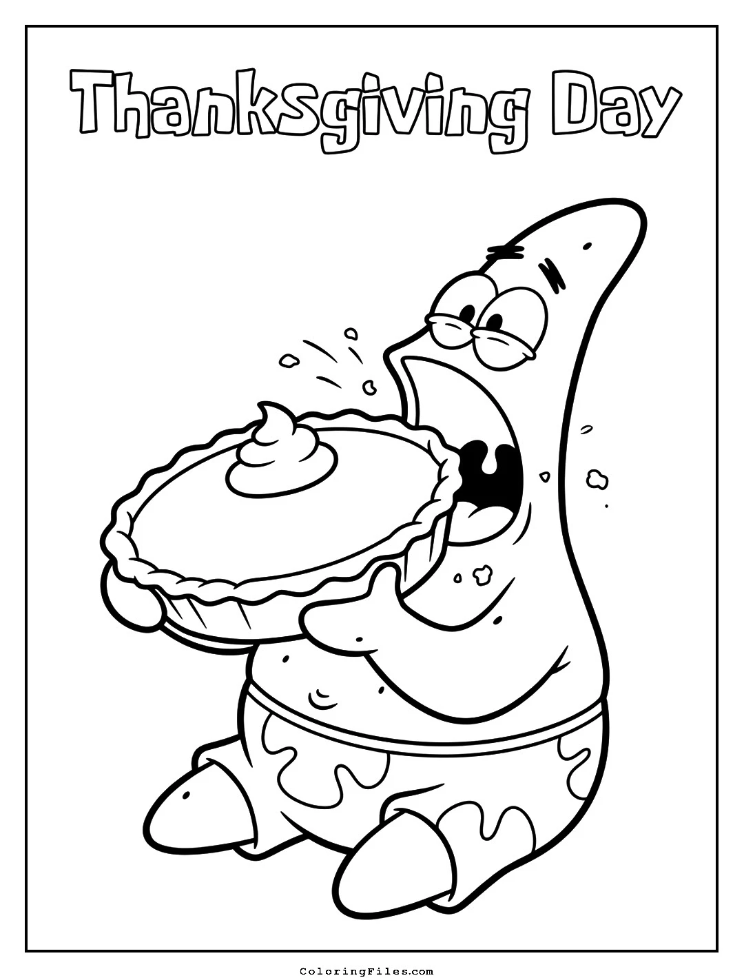 Patrick Star Eating Whole Pumpkin Pie coloring page - Thanksgiving Coloring Pages (Free PDFs / Online)