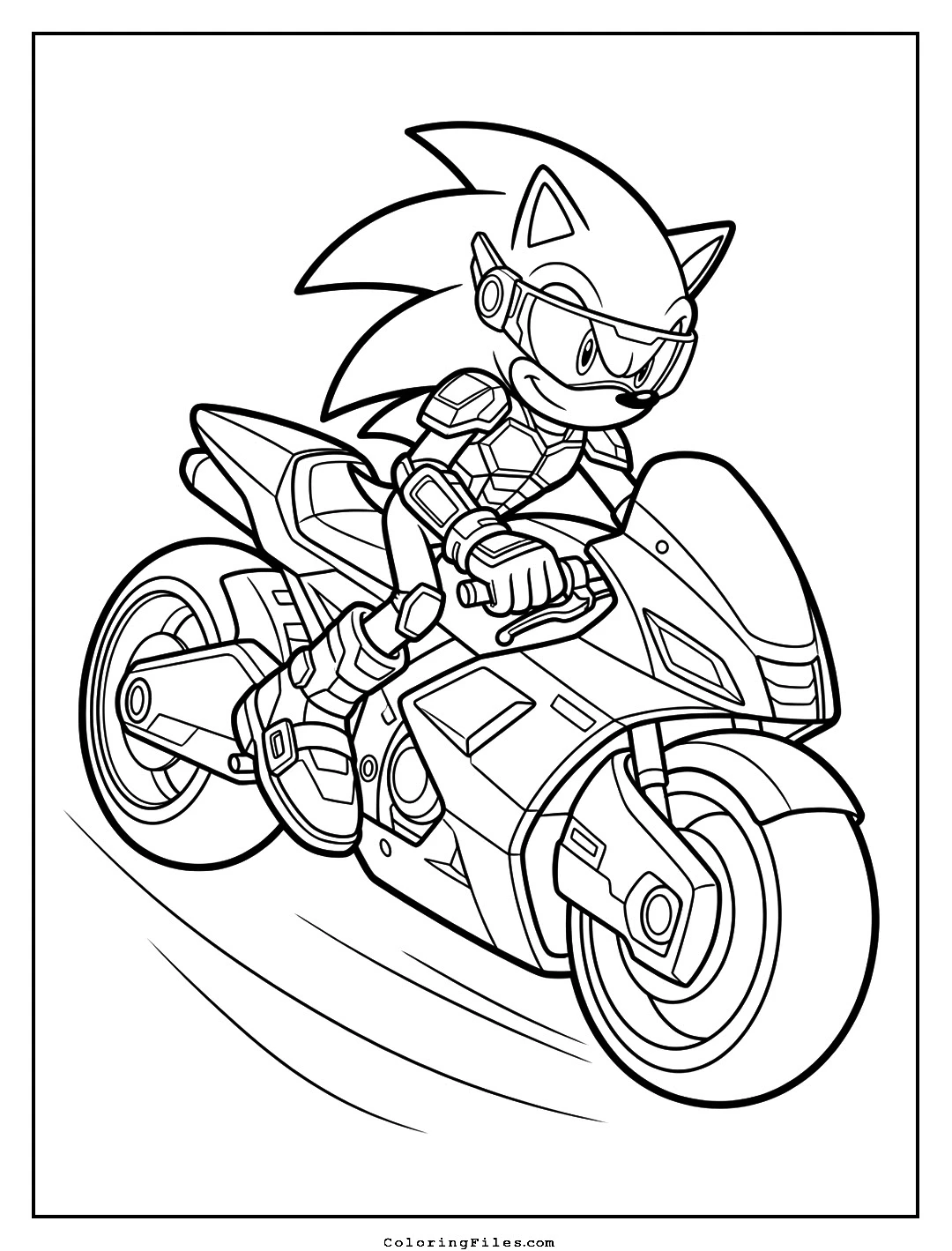 Futuristic Neon Racer Sonic coloring page - Sonic Coloring Pages (Free PDFs / Online)