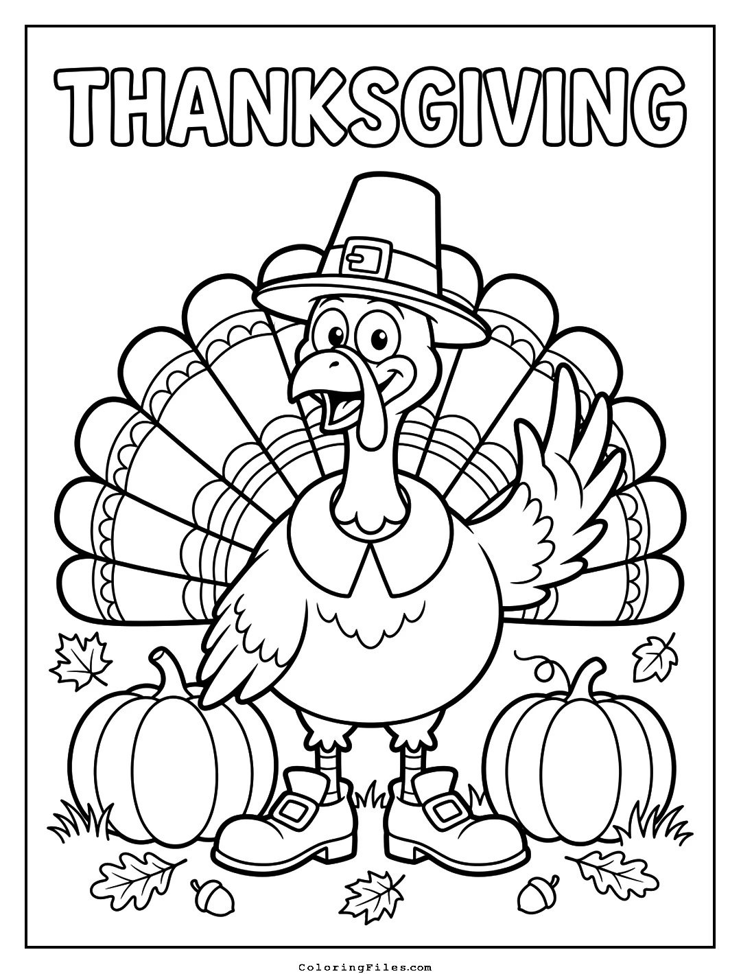 Thanksgiving Pilgrim Turkey coloring page - Thanksgiving Coloring Pages (Free PDFs / Online)