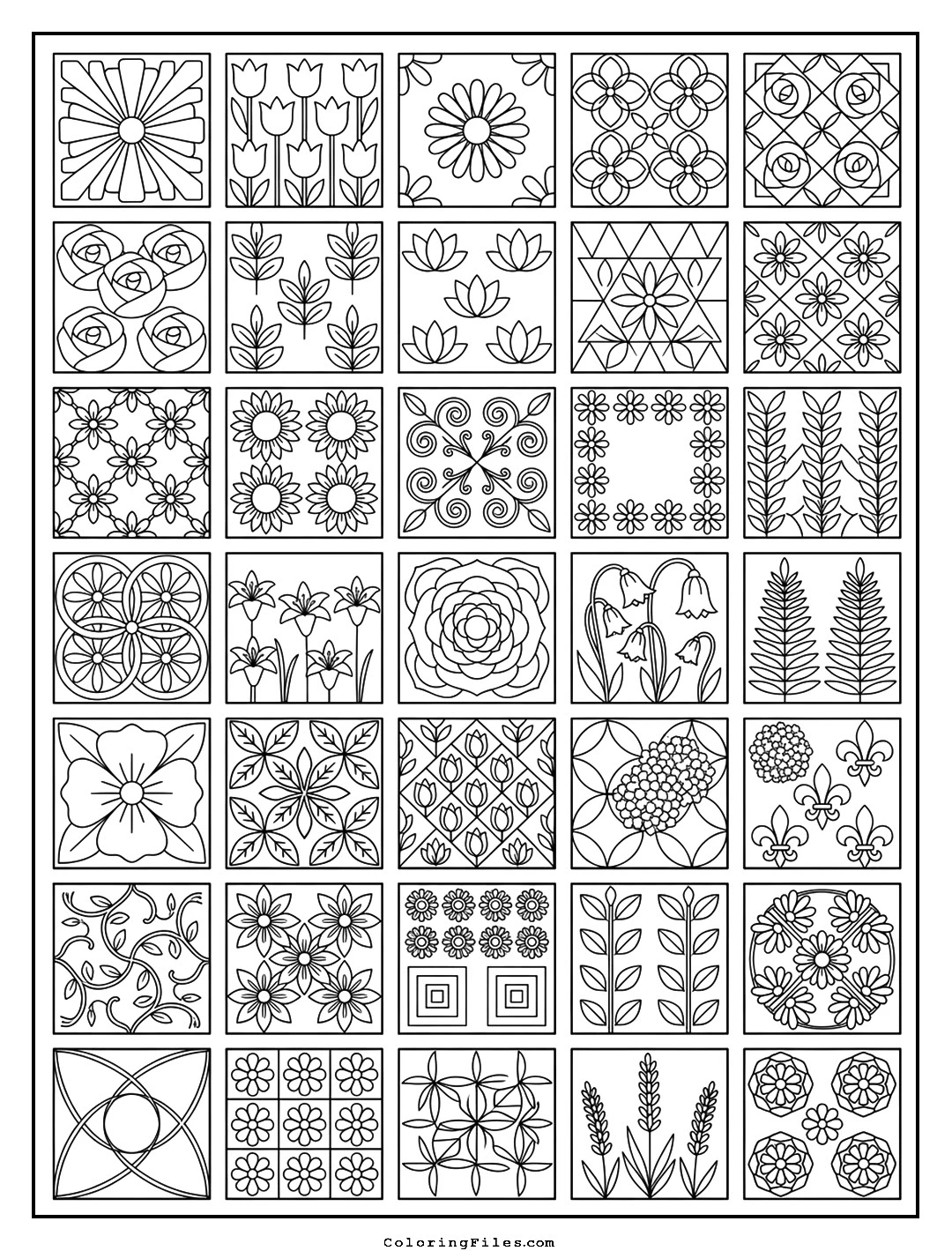 Florz Flower Tile coloring page