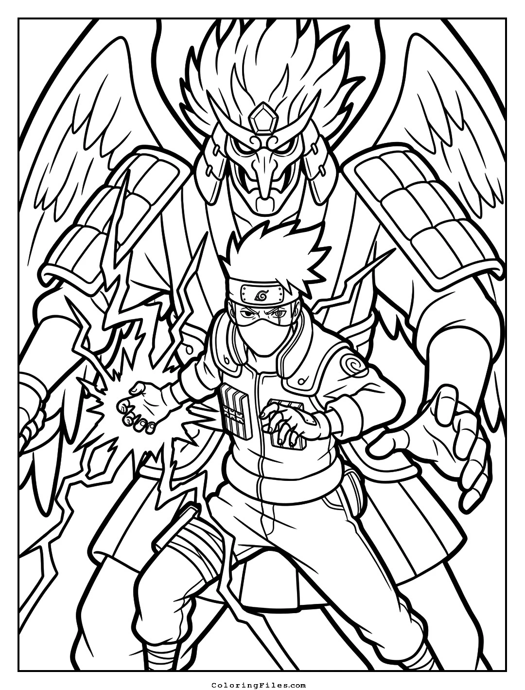 Kakashi: Susanoo Mangekyou Lightning Focus coloring page - Anime Hero Coloring Pages (Free PDFs / Online)