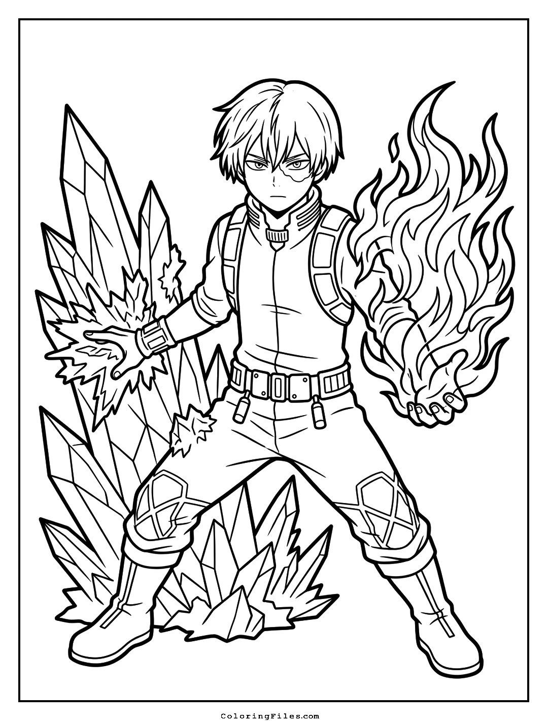 Shoto Todoroki: Half-Cold Half-Hot Balance coloring page - Anime Hero Coloring Pages (Free PDFs / Online)