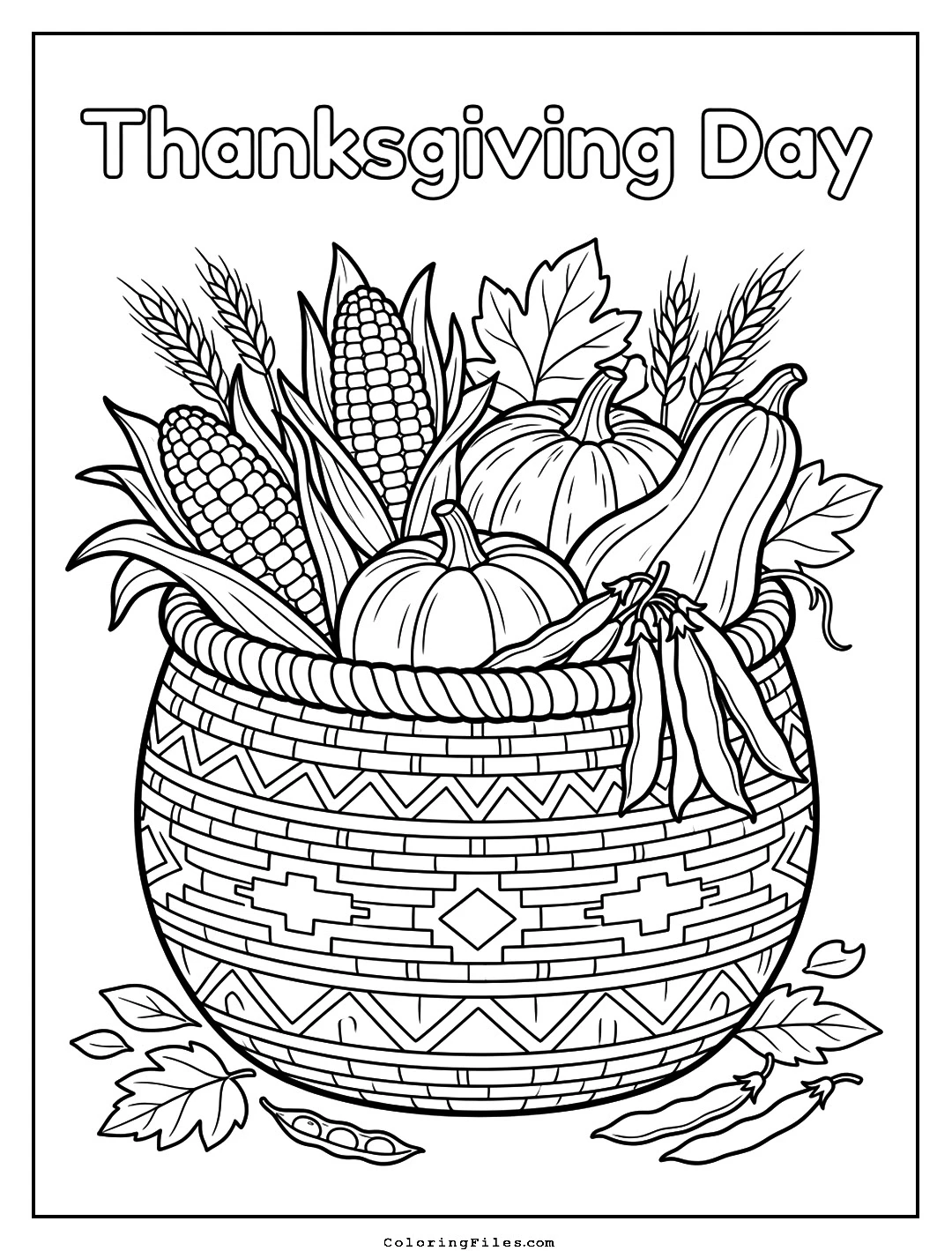 Native American Harvest Basket coloring page - Thanksgiving Coloring Pages (Free PDFs / Online)