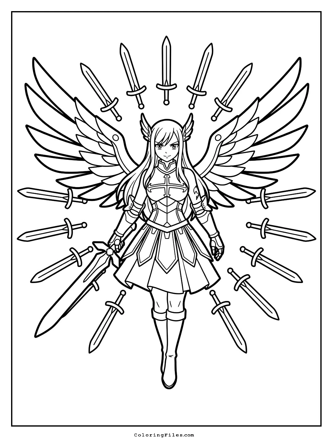Erza Scarlet: Heaven's Wheel Armor Equip coloring page - Anime Hero Coloring Pages (Free PDFs / Online)