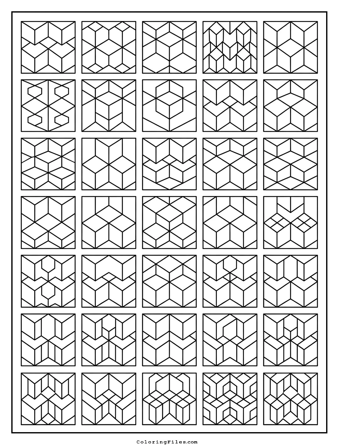 Cubine 3D Grid coloring page