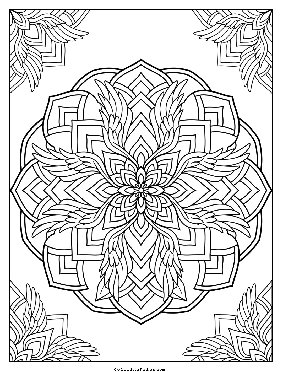 Angel Wing Radiance coloring page