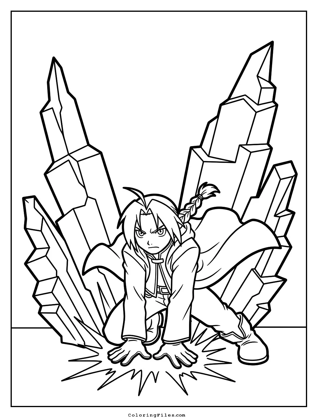 Edward Elric: State Alchemist Earth Transmutation coloring page - Anime Hero Coloring Pages (Free PDFs / Online)