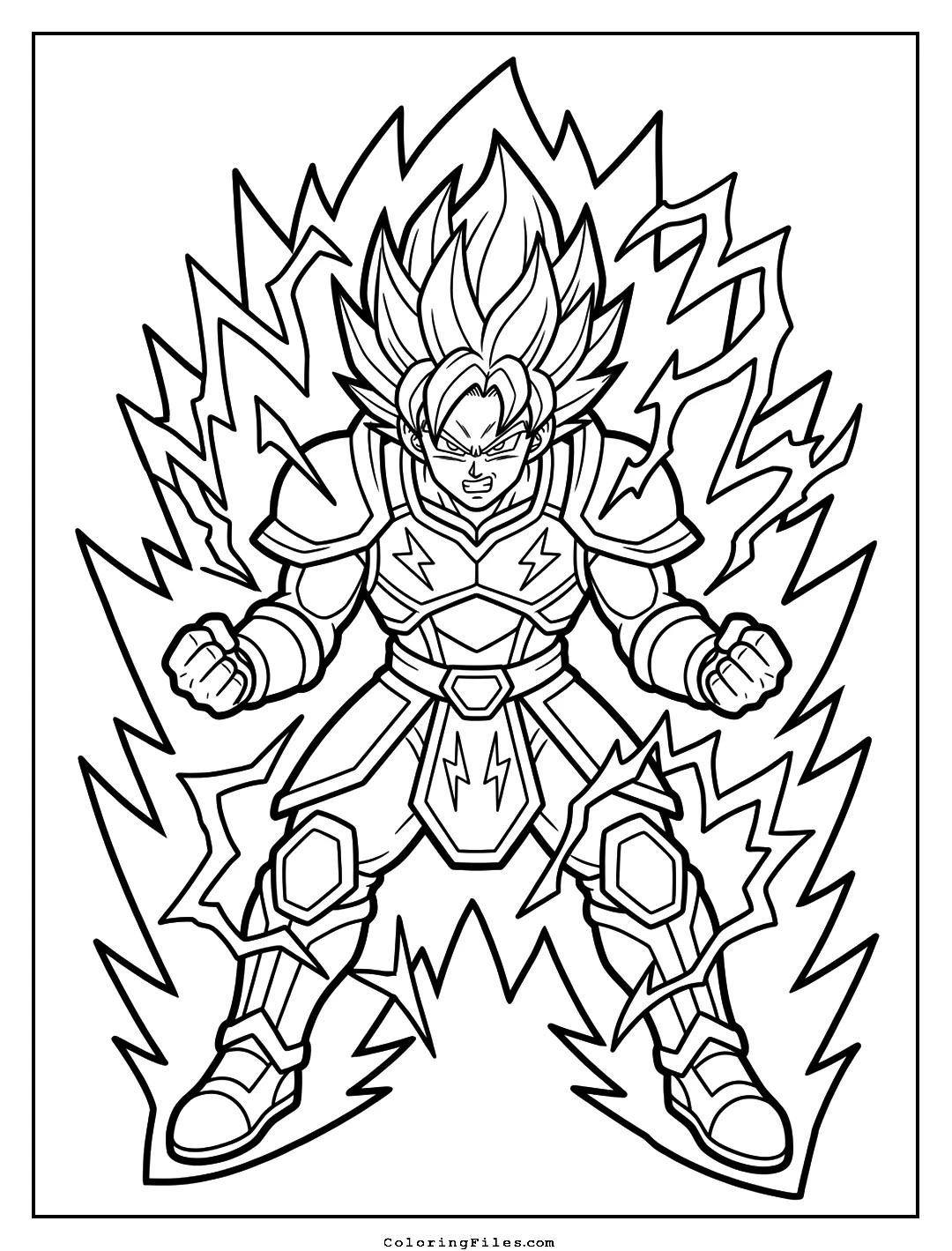 The Awakened Golden Warrior coloring page - Anime Hero Coloring Pages (Free PDFs / Online)