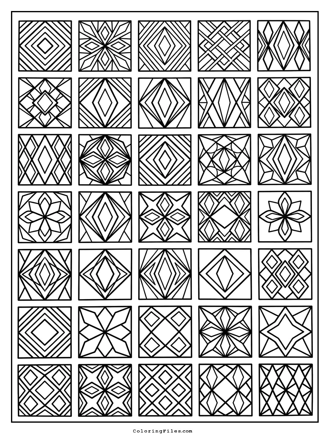 Easy Diamond Zentangle coloring page