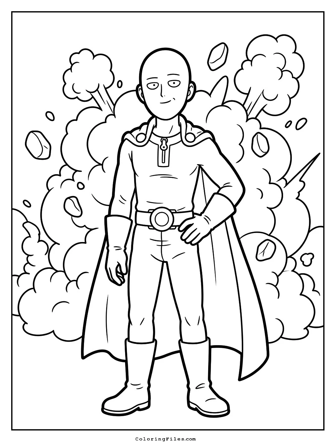 Saitama: One-Punch Absolute Invincible Smirk coloring page - Anime Hero Coloring Pages (Free PDFs / Online)
