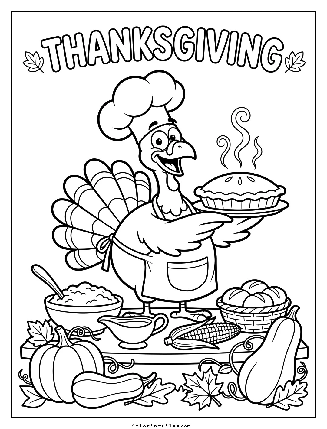 Thanksgiving Turkey Dinner Design coloring page - Thanksgiving Coloring Pages (Free PDFs / Online)