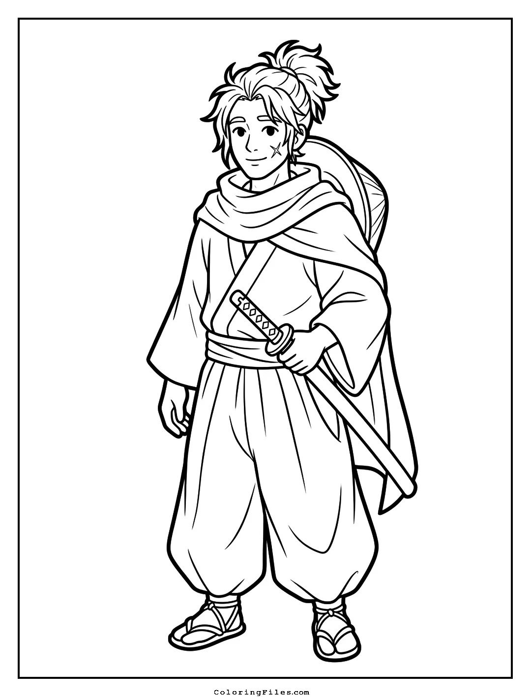 The Wandering Scarred Samurai coloring page - Anime Hero Coloring Pages (Free PDFs / Online)